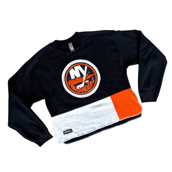 Refried NY Islanders Crew Neck Sweatshirt Embroidered Logo Womens Sz Medium OOAK - Picture 1 of 8